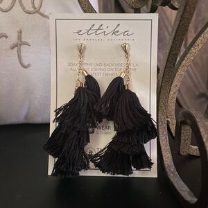 New, Ettika Black Tassel Earrings